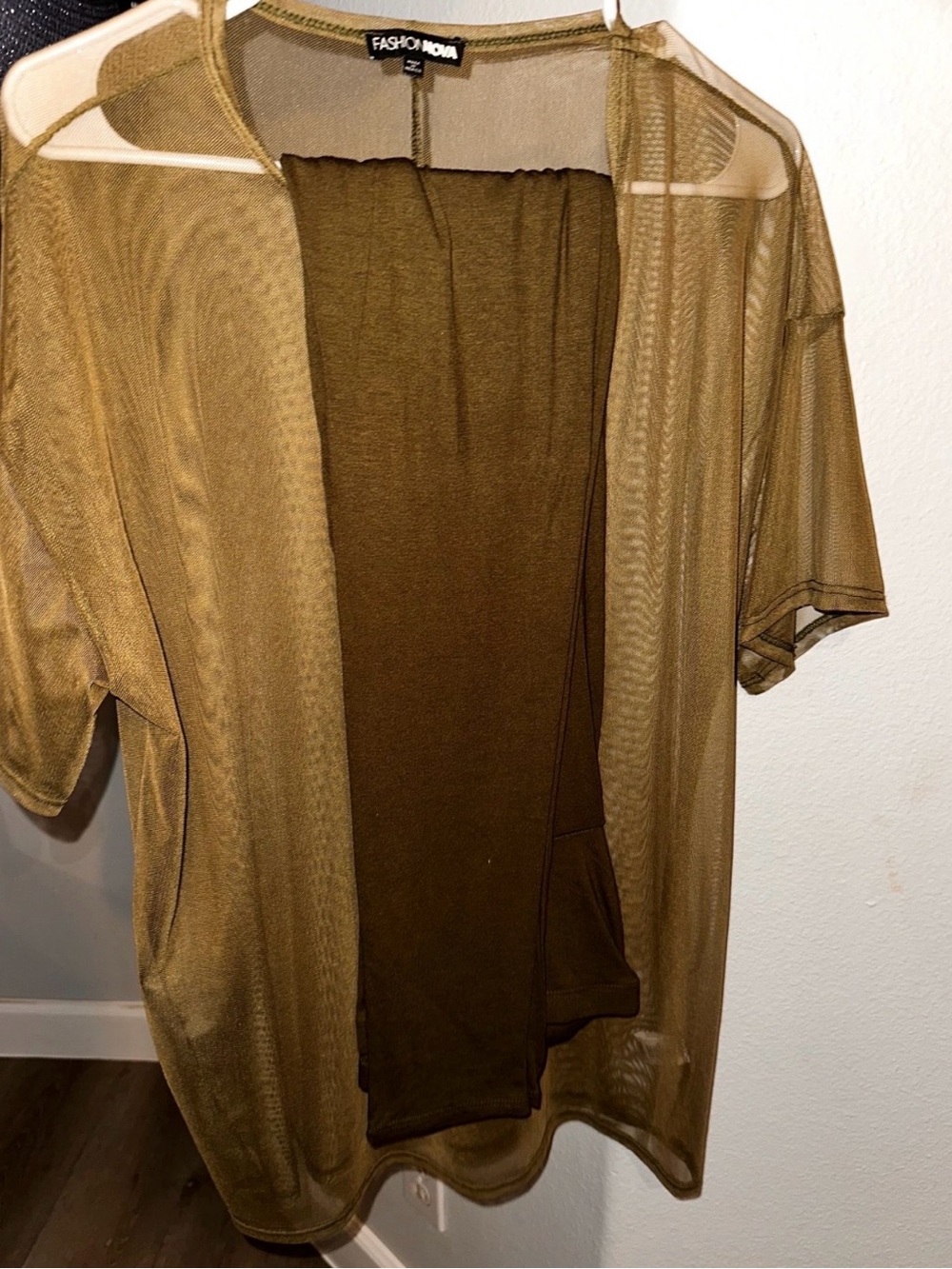 Fashion Nova Olive Sheer Mesh Cardigan